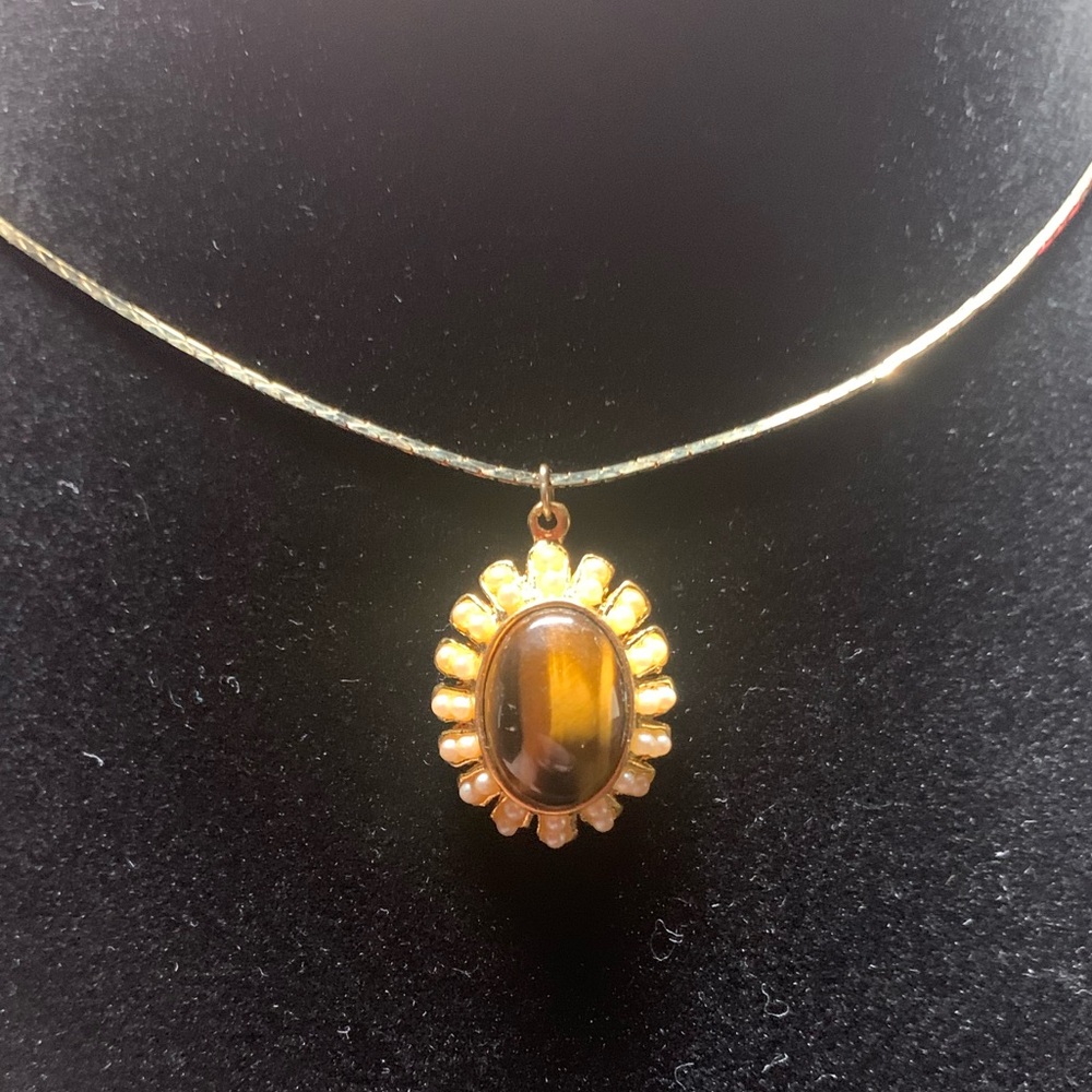 Gold-Tone Tiger's Eye Pendant Necklace - Women Jewelry